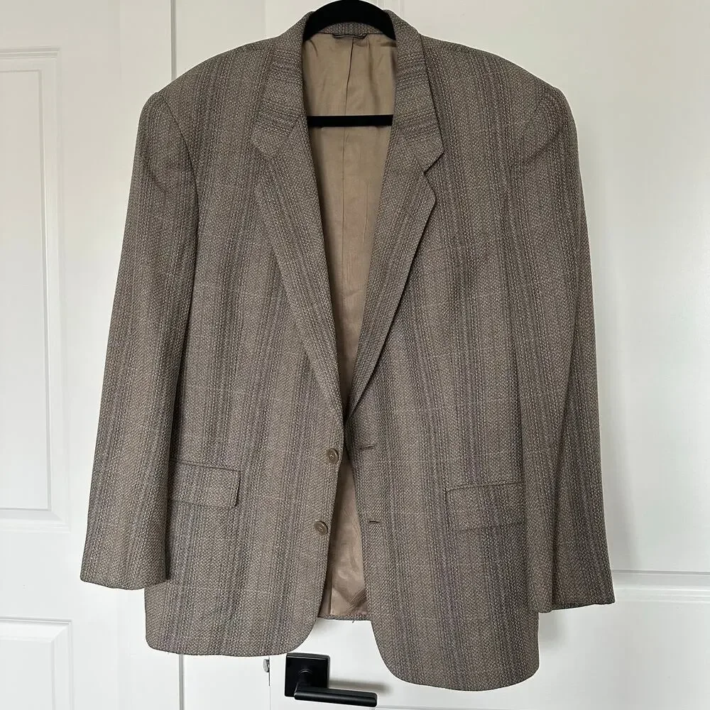 Vintage Christian Dior Monsieur (46R) Brown Tweed Wool Blazer Quiet Luxury